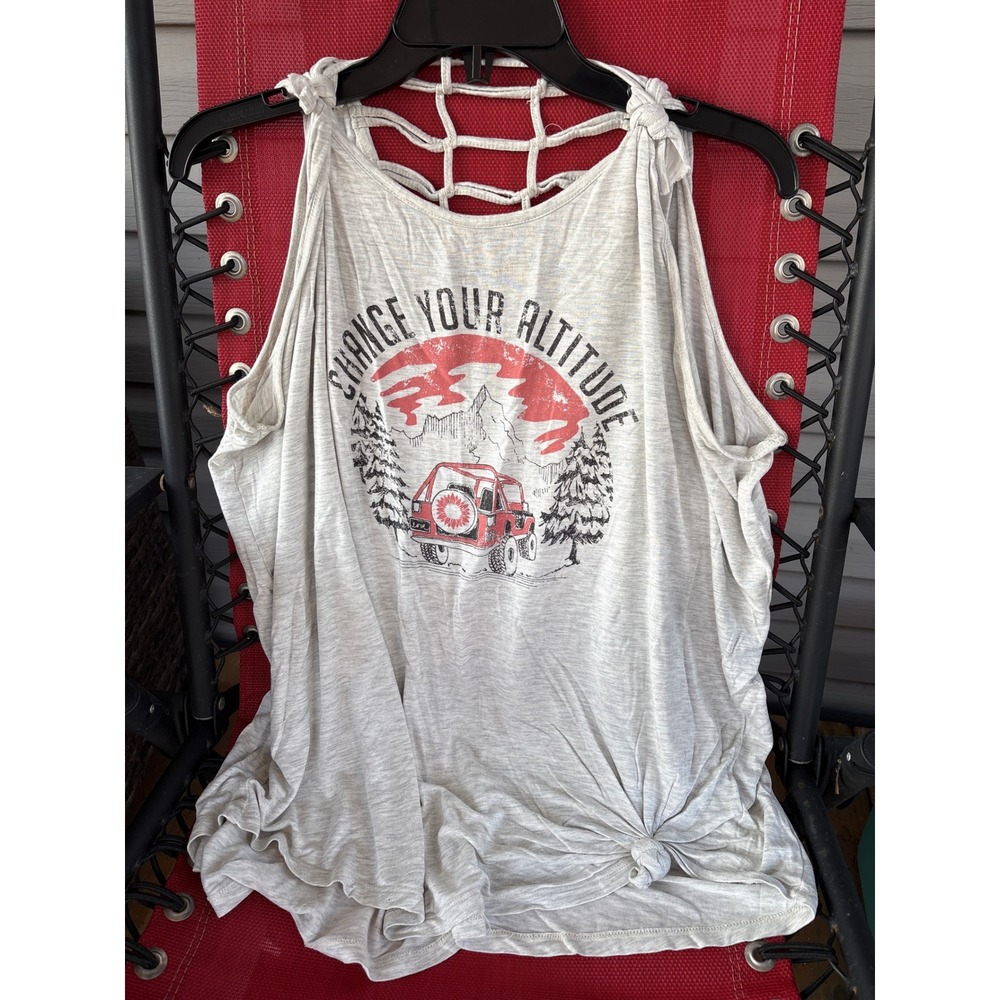 Maurice's Change Your Altitude Jeep Tank Top Lattice Back Side Tie optional XL